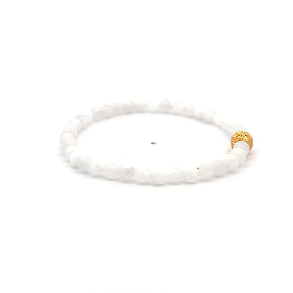 18K Gold Money Coin Ball Lucky Charm Bracelet Mini Gemstones Natural Moonstones - Picture 5 of 6